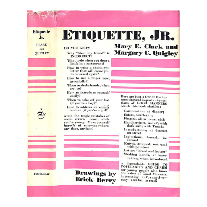 etiquette jr 1939 clark mary e and quigley margery c 7768