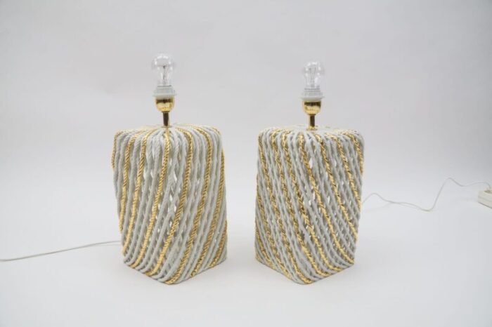 extravagant italian ceramic table lamps 1980s set of 2 1