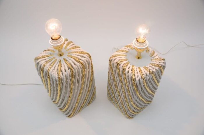 extravagant italian ceramic table lamps 1980s set of 2 10