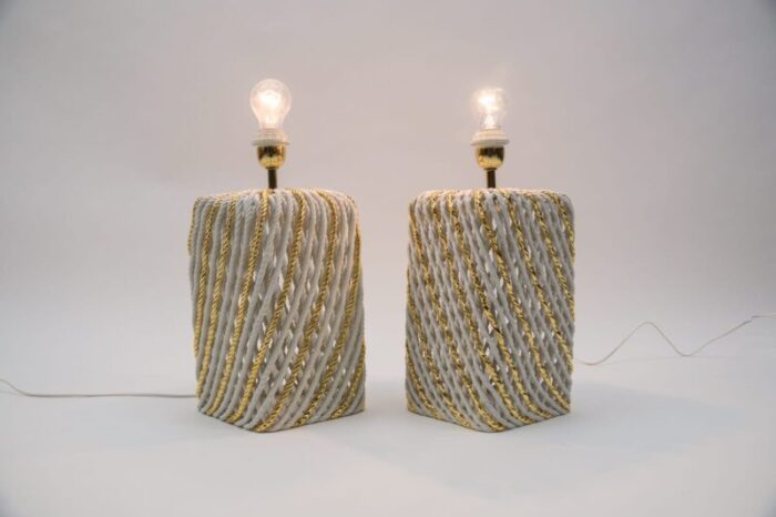 extravagant italian ceramic table lamps 1980s set of 2 8