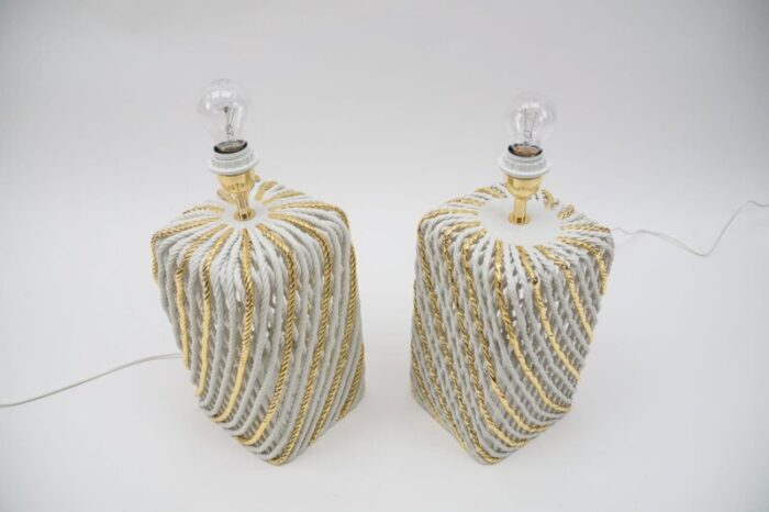 extravagant italian ceramic table lamps 1980s set of 2 9