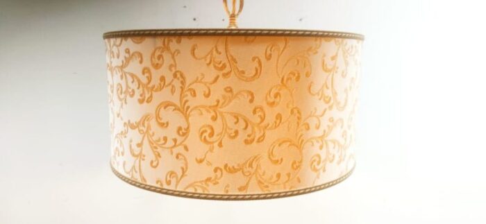 fabric suspension light with gold decorations and golden silk cable 2