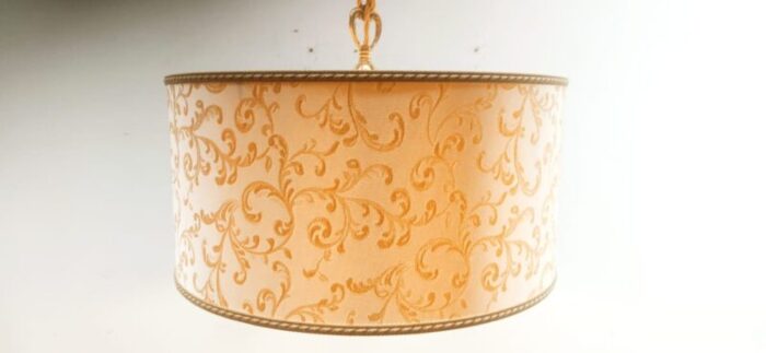 fabric suspension light with gold decorations and golden silk cable 5