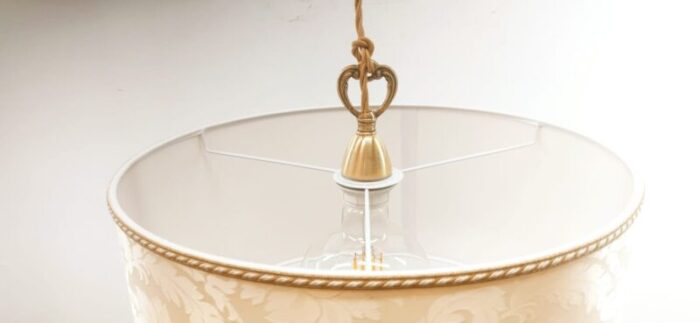 fabric suspension light with gold silk cord 3