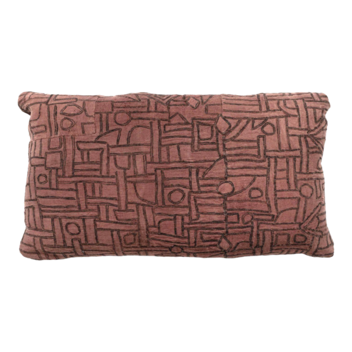 faded plum color embroidered lumbar cushion 2864