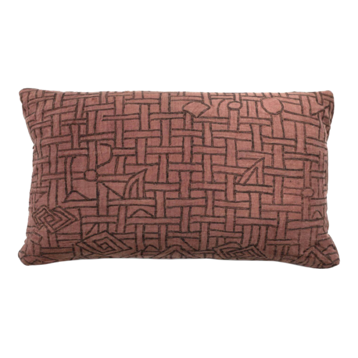 faded plum color embroidered lumbar cushion 8834