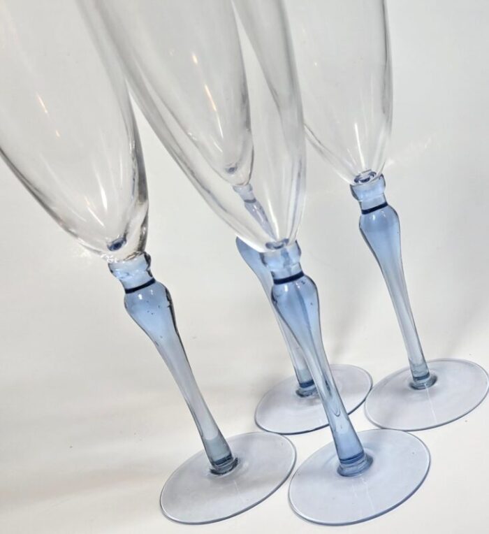 fairytale blue stemmed champagne flutes set of four 0656