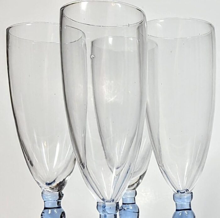 fairytale blue stemmed champagne flutes set of four 4088