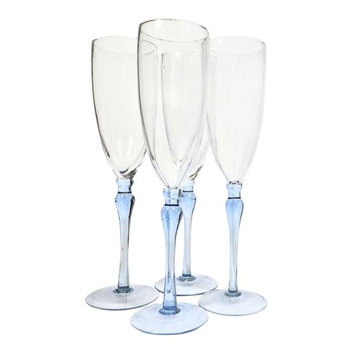 fairytale blue stemmed champagne flutes set of four 6314