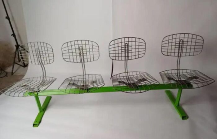 four seater metal bench by michel cadestin 1974 1701