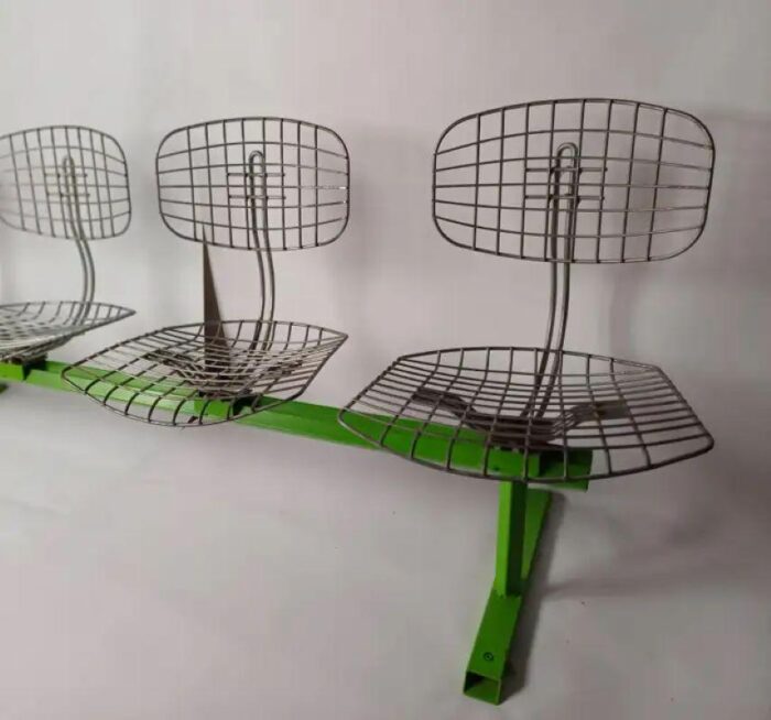 four seater metal bench by michel cadestin 1974 3668 scaled