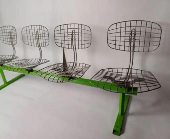 four seater metal bench by michel cadestin 1974 3787