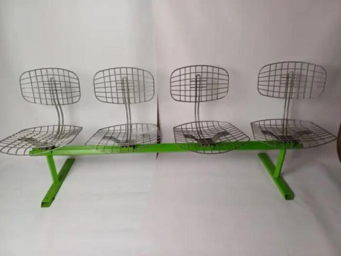 four seater metal bench by michel cadestin 1974 6687