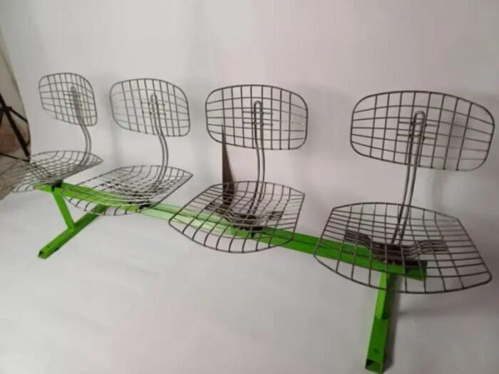 four seater metal bench by michel cadestin 1974 6721