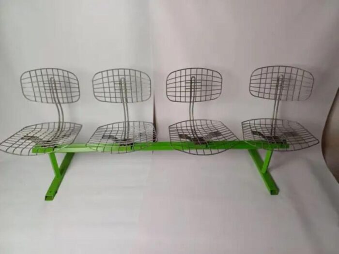 four seater metal bench by michel cadestin 1974 7289