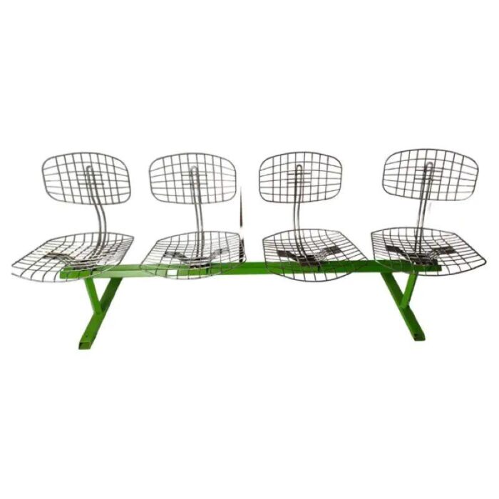 four seater metal bench by michel cadestin 1974 9621