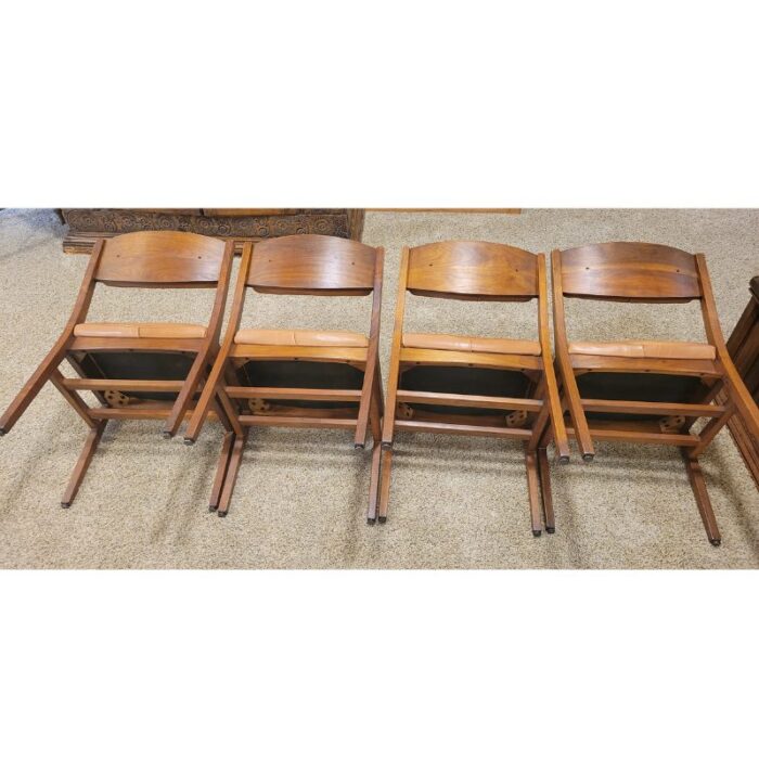 four vintage mcm teak and leather side chairs 6445