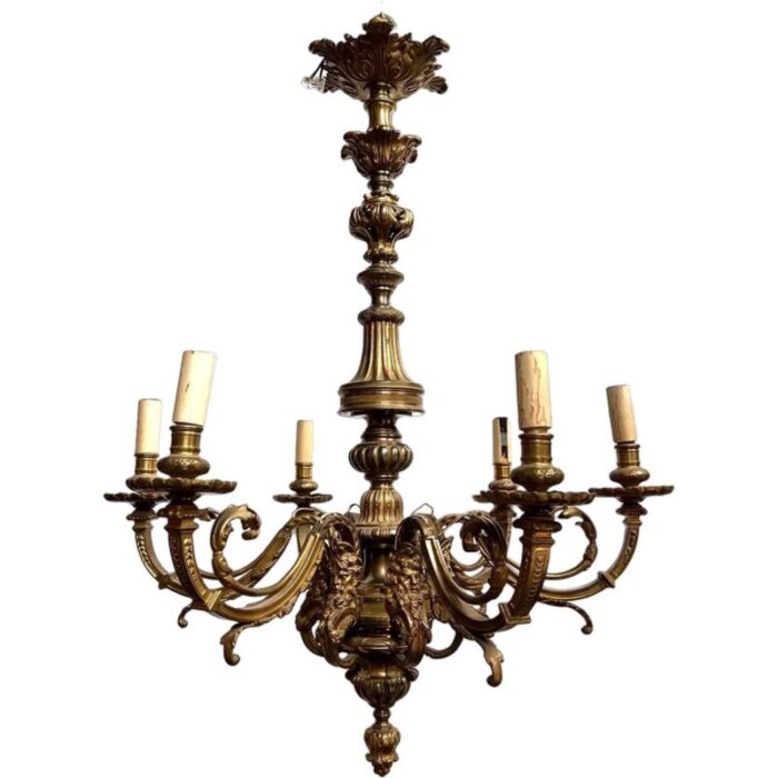 french baroque style bronze mazarin six light chandelier 1363