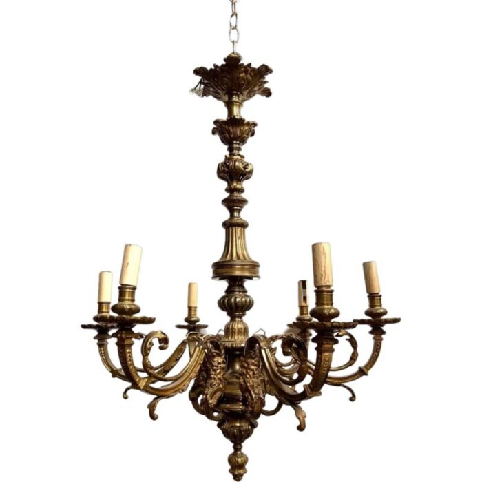 french baroque style bronze mazarin six light chandelier 6584