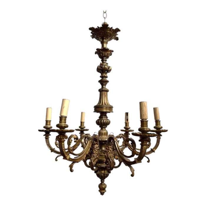 french baroque style bronze mazarin six light chandelier 9170