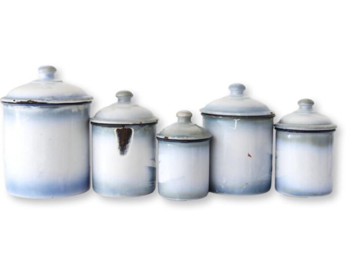 french enamel kitchen canisters set of five 0501