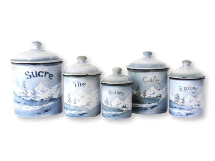 french enamel kitchen canisters set of five 4161