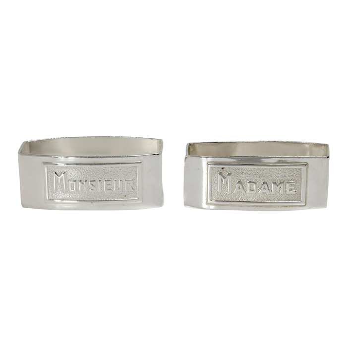 french madame and monsieur napkin rings a pair 1885