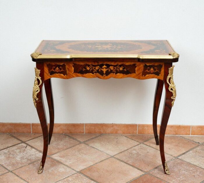 french napoleon iii game table in polychrome wood with gilded bronze elements 19th century 0200