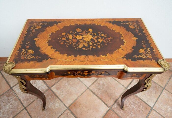 french napoleon iii game table in polychrome wood with gilded bronze elements 19th century 4488