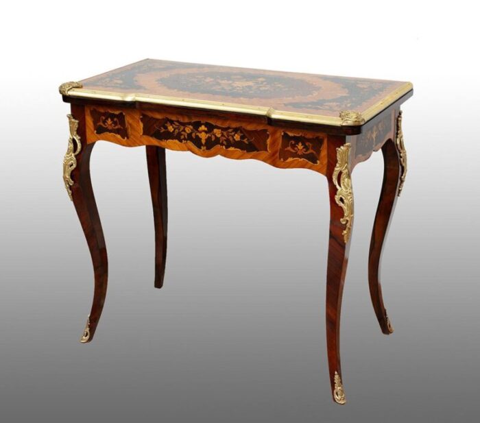 french napoleon iii game table in polychrome wood with gilded bronze elements 19th century 5702