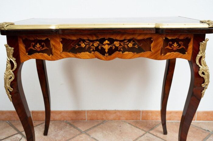 french napoleon iii game table in polychrome wood with gilded bronze elements 19th century 5776