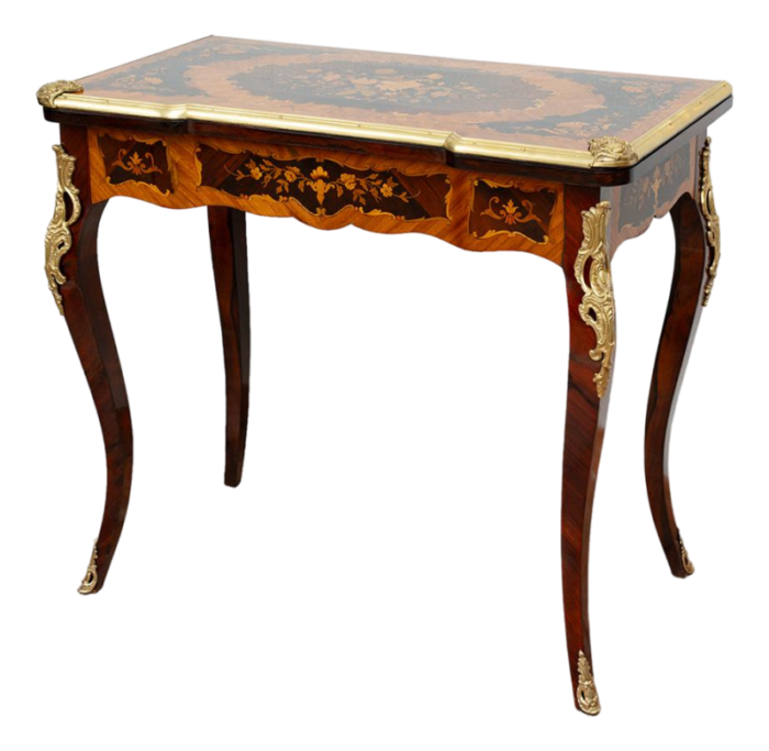 french napoleon iii game table in polychrome wood with gilded bronze elements 19th century 7012