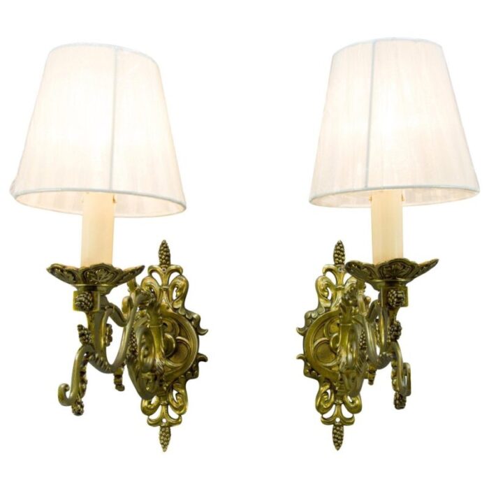 french neoclassical style bronze wall lights set of 2 1