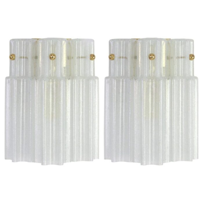 frosted glass wall lights by limburg germany 1960s set of 2 1