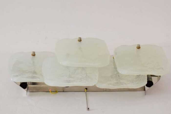 frosted ice glass panel sconce wall lamp by j t kalmar for kalmar 1960s 2