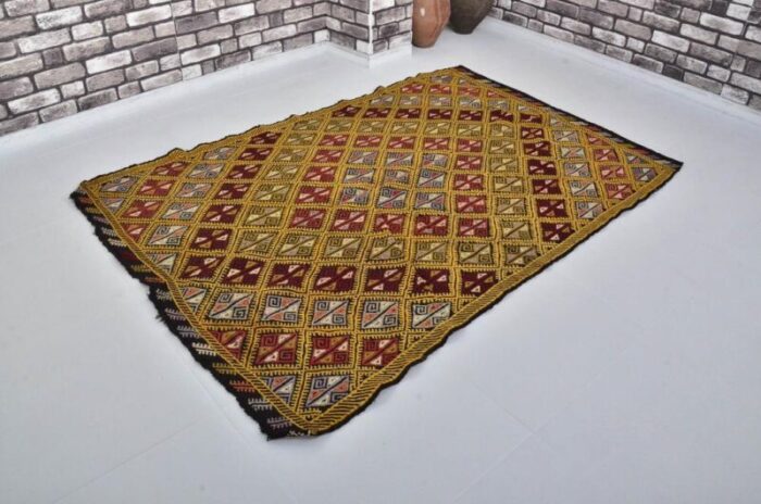 geometric wool kilim rug 1960s 2657