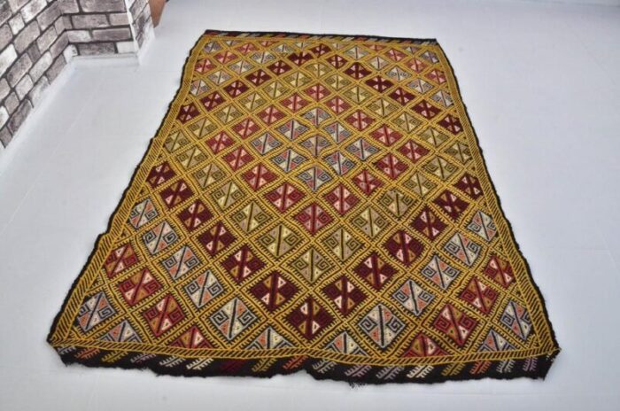 geometric wool kilim rug 1960s 5676