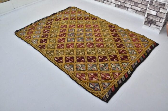 geometric wool kilim rug 1960s 9365