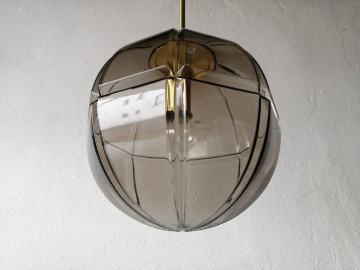 german 3 dimensional smoke glass design ceiling lamp from peill putzler 1960s 1