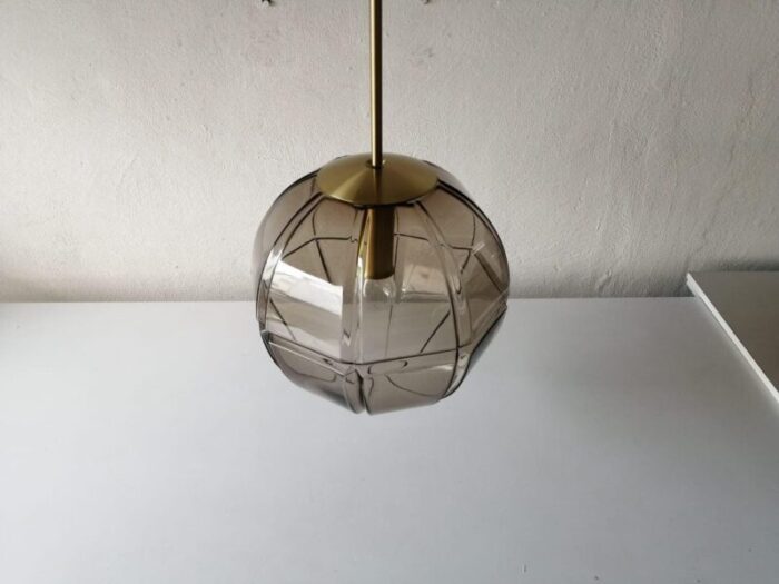 german 3 dimensional smoke glass design ceiling lamp from peill putzler 1960s 4