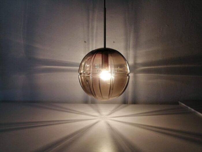 german 3 dimensional smoke glass design ceiling lamp from peill putzler 1960s 5