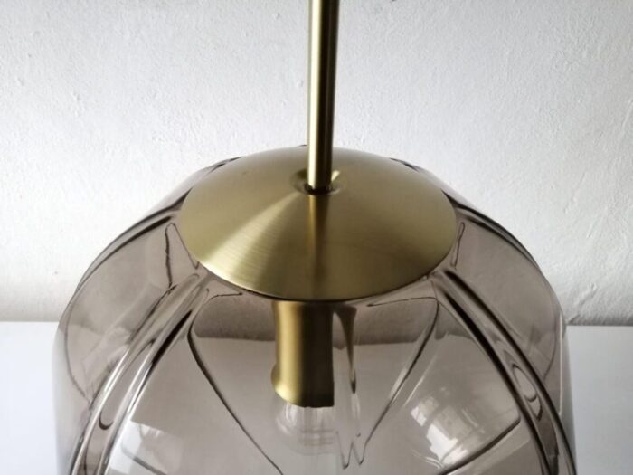 german 3 dimensional smoke glass design ceiling lamp from peill putzler 1960s 8