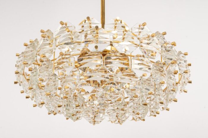 german brass and crystal glass chandelier from kinkeldey 1970s 3