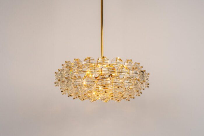 german brass and crystal glass chandelier from kinkeldey 1970s 6