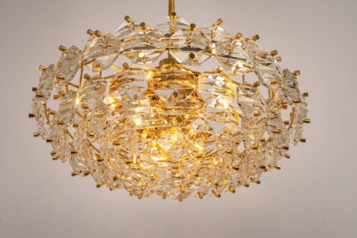 german brass and crystal glass chandelier from kinkeldey 1970s 7