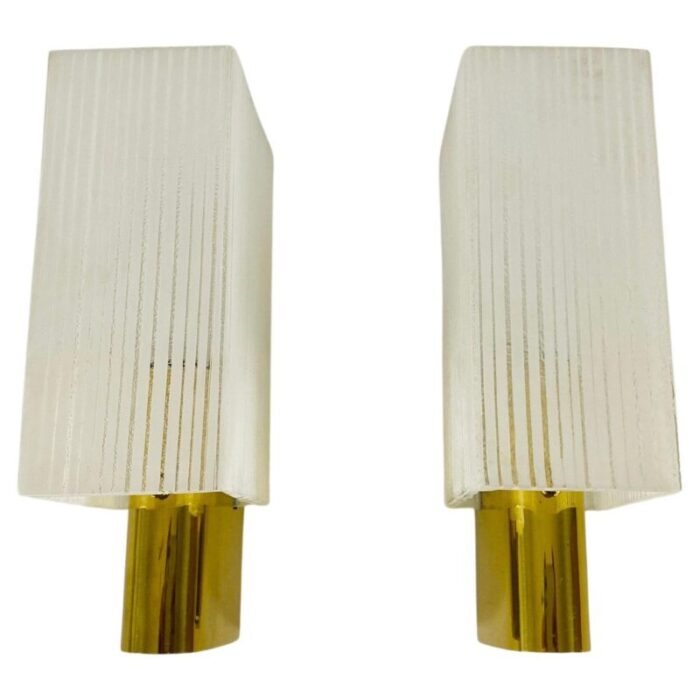 german brass and glass sconces 1960s set of 2 1