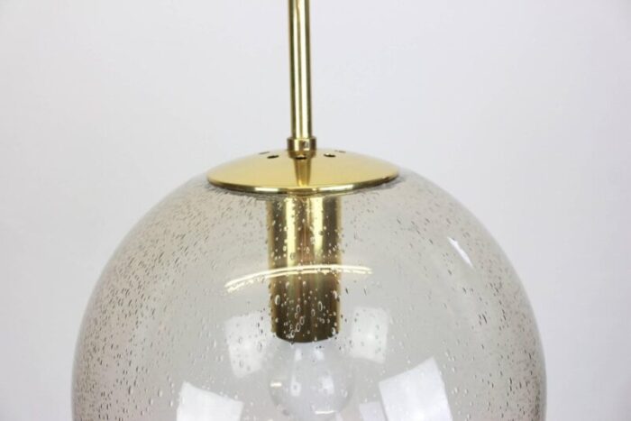 german brass with smoked glass ball pendant from limburg 1970s 6