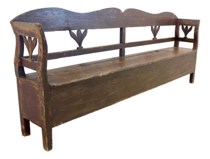 german carved country farmhouse bench in oak 1412