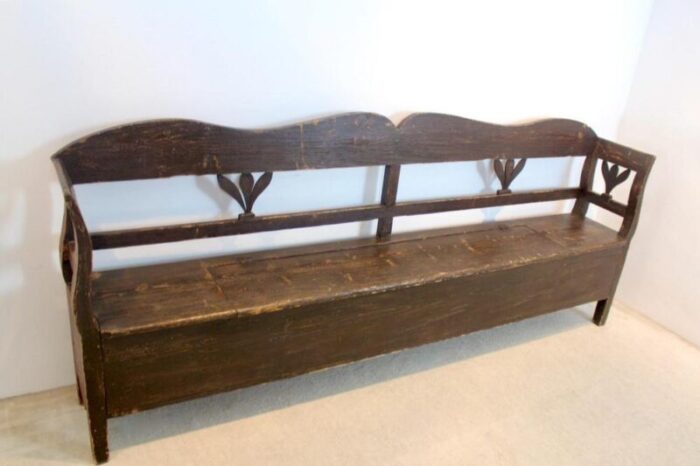 german carved country farmhouse bench in oak 2719