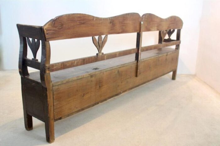 german carved country farmhouse bench in oak 6339